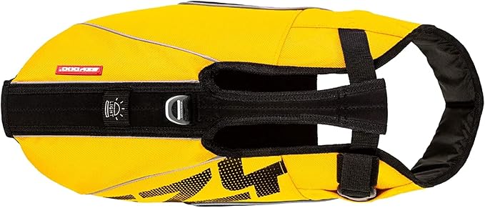 EzyDog DFD X2 Dog Life Jacket - Adjustable Swimming Safety Life Vest Preserver with Continuous Neck Flotation, Reflective Trim, & Grab Handle (XS, Yellow)