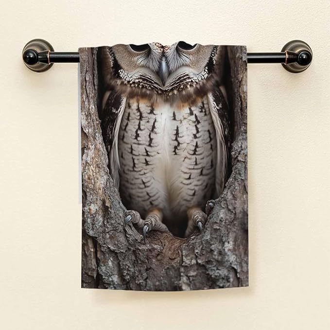 HGOD DESIGNS Owl Hand Towels Funny Cool Camo Owl Soft Hand Towel for Bathroom Kitchen Yoga Gym Decorative Towels 15"X30"