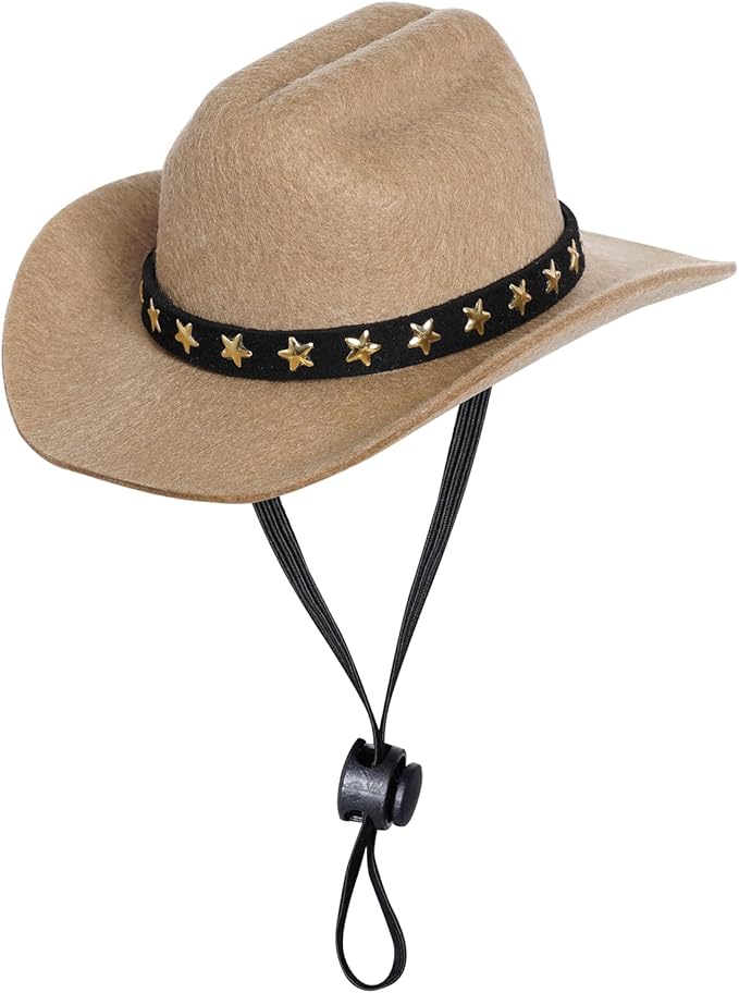 choyaxo Pet Cowboy Costume Cosplay Cap Halloween Costumes for Dogs Cat Pet Party Decoration Mini Cowboy Hat (Khaki, Medium)