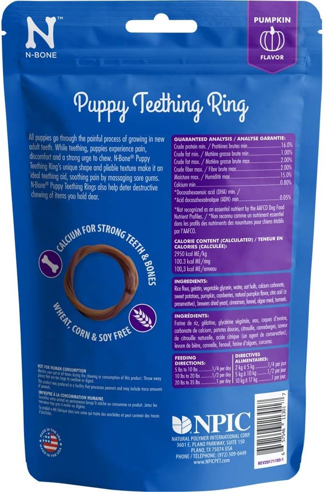 N-Bone Puppy Teething Ring Pumpkin Flavor, Single