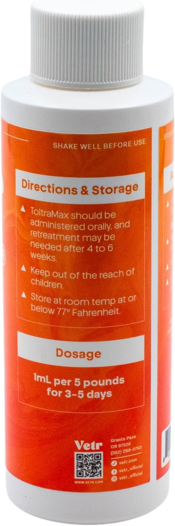 Toltrazuril 5.0% for Horses, Dogs, Cats, 120mL/4 Ounce, for Non-Food Chain Animals, Peanut Butter
