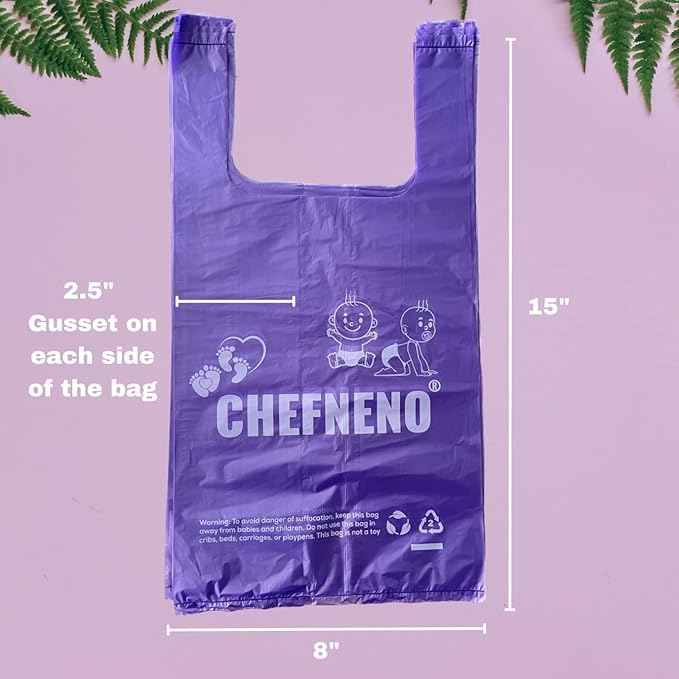 Baby Disposable Diaper Sacks (600 ct.) Fresh Baby Powder Scented, Easy-Tie Diaper Sacks Disposal Bulk Diaper Sacks Dog Poop Bags Cat Litter Waste Bags Sanitary Pads Disposal Bags (600 Bags, Purple)