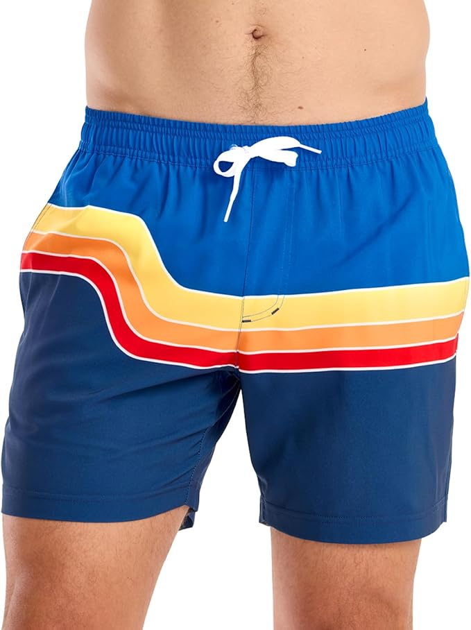 Tipsy Elves Men's Stretch Swim Trunks 7 Inch Inseam 4-Way Stretch with Mesh Liner - Quick-Dry Funny Swimwear Bathing Suit
