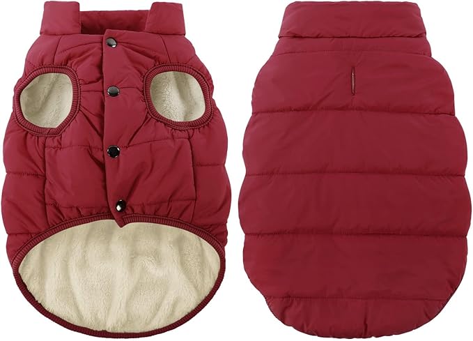 ASENKU Dog Winter Coat - Waterproof Windproof Dog Jacket, Warm Snowproof Doggie Puffer Vest for Cold Weather, Lightweight Snow Coats for Small Medium Large Dogs(M, Red)