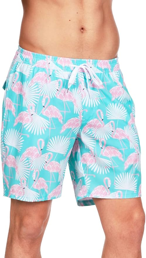 Tipsy Elves Men's Stretch Swim Trunks 7 Inch Inseam 4-Way Stretch with Mesh Liner - Quick-Dry Funny Swimwear Bathing Suit