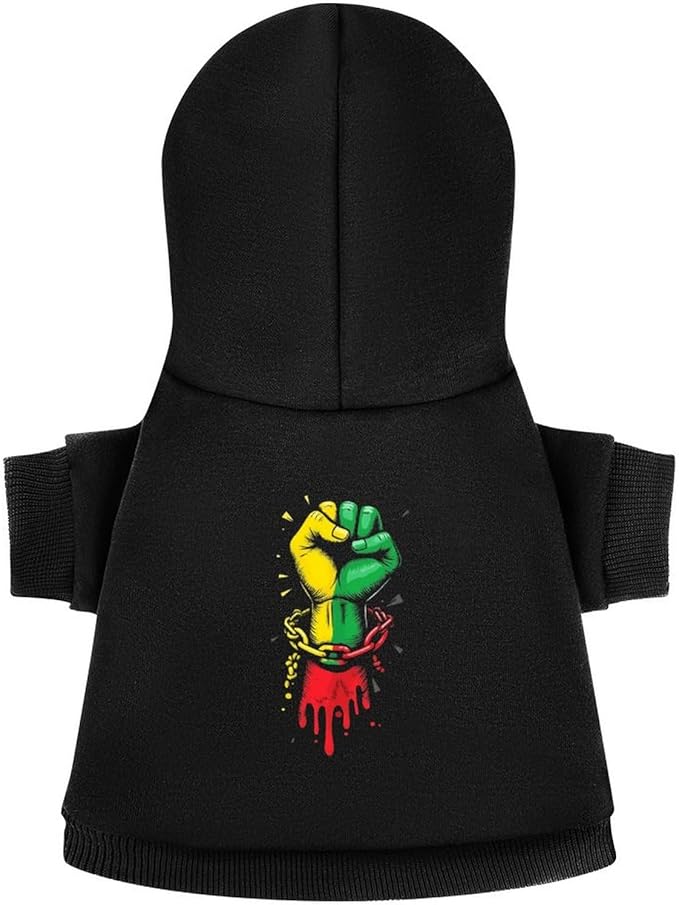 Dog Sweater Hoodie with Hat Colorful Fist Freedom and Unity Symbol Puppies Coat Hooded Sweatshirt Pullover Pet Puppy Cat Clothes for Small Medium Large 2XL