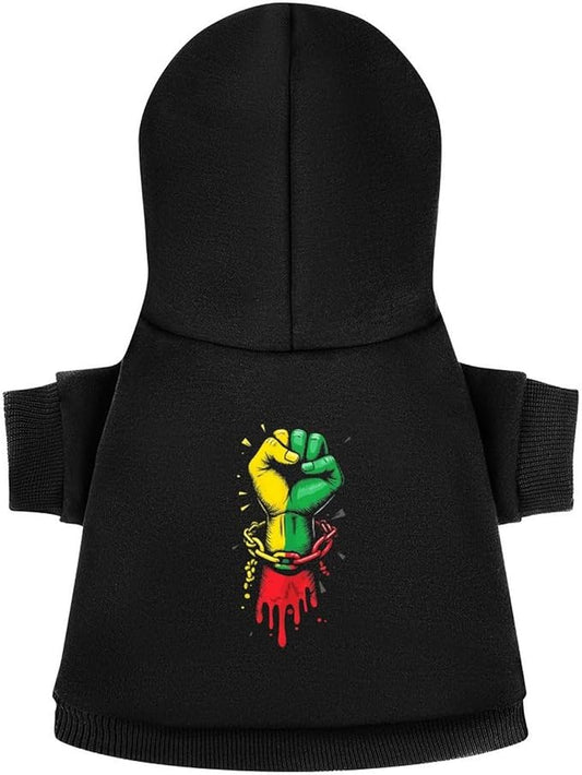 Dog Sweater Hoodie with Hat Colorful Fist Freedom and Unity Symbol Puppies Coat Hooded Sweatshirt Pullover Pet Puppy Cat Clothes for Small Medium Large XL