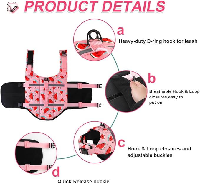 Doglay Dog Life Jacket, Dog Life Vest for Swimming Boating, Adjustable Puppy Life Jacket with Reflective Stripes, Superior Buoyancy Pet Swimming Vest for Small Medium and Large Dogs