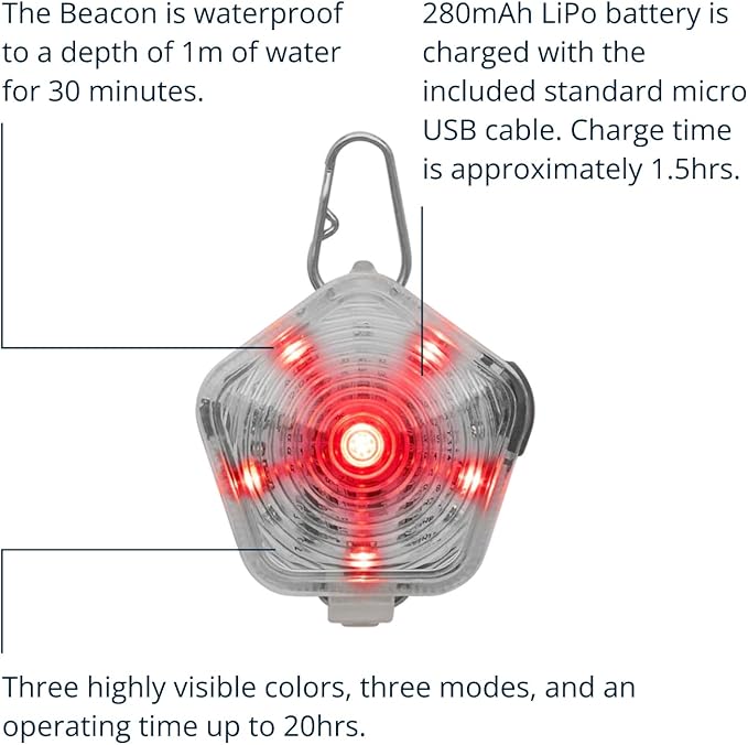 Ruffwear, Beacon Safety Light for Dogs, Clear Lake