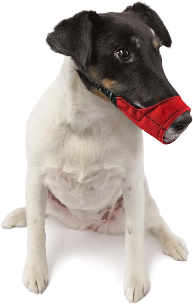 JorVet Soft Dog Muzzle | Adjustable, Breathable Nylon for Preventing Biting | Comfortable & Secure Fit for Small Dogs – Perfect for Everyday Walks, Vets & Grooming | Red