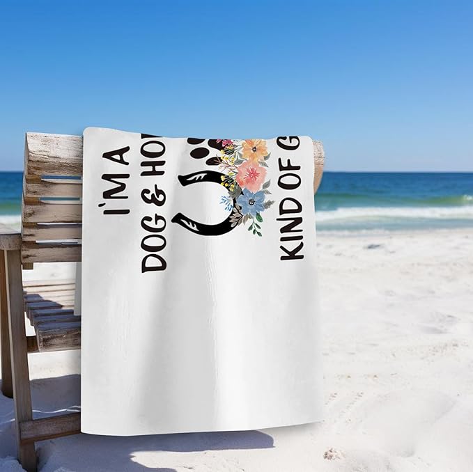 Dog Horse Lover Gifts Beach Towel, Horse Girl Gifts Pool Towels, Dog and Horse Kind of Girl Sand Towel Large Bath Towels Gifts for Girls, Horse Gifts for Girls, Dog Gifts for Women, 29x60in