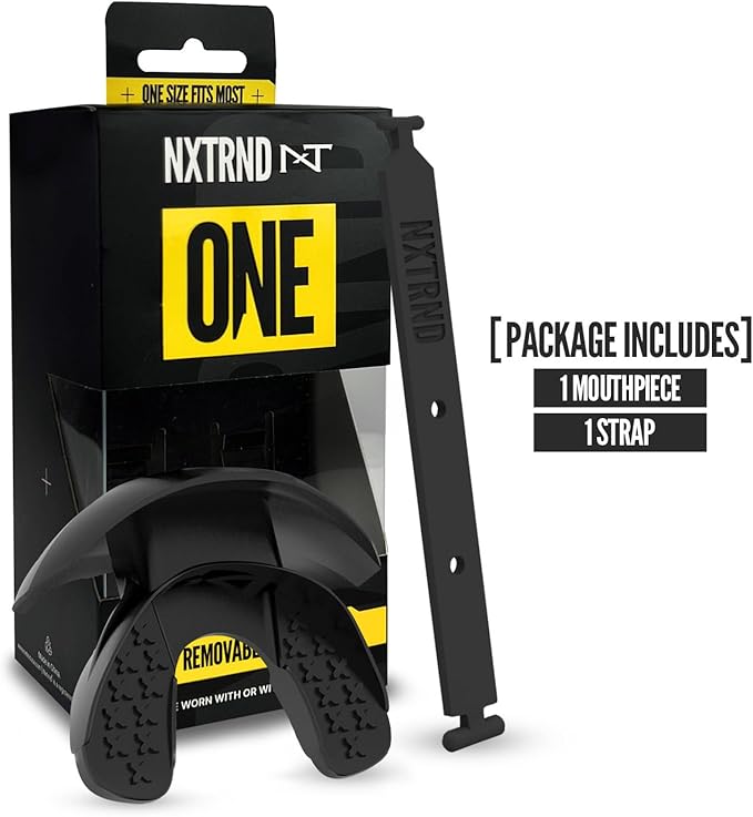 Nxtrnd One Football Mouth Guard, Strap Included, Fits Adult & Youth (Black)