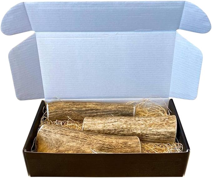 The Antler Box Premium Elk Antler Dog Chews (1 Pound Box) (Large (3 Pieces) Whole Only)