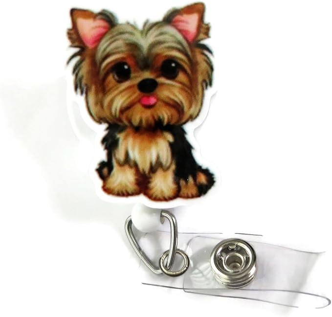 Dog Badge Reel, Yorkie Nurse Badge Reel, Funny Animal ID Holder, Cute Yorkie Puppy ID Badge Clip, Vet Tech Veterinarian Badge