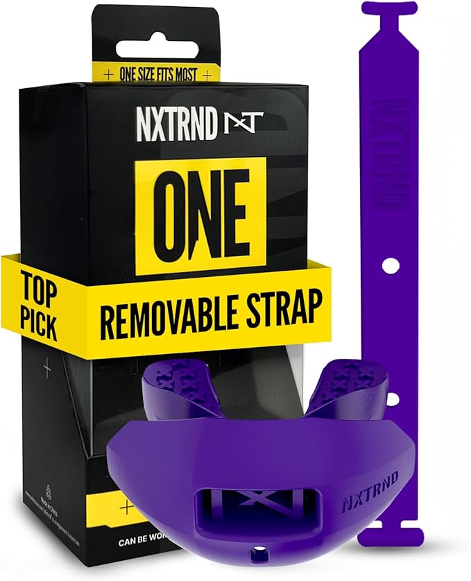 Nxtrnd One Football Mouth Guard, Strap Included, Fits Adult & Youth (Purple)