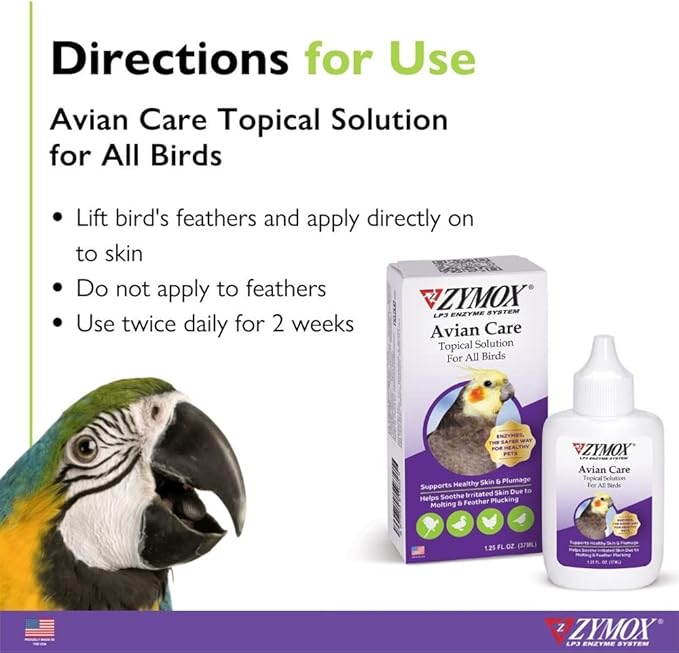 ZYMOX Avian Care Topical Solution w/o Hydrocortisone - 1.25 oz