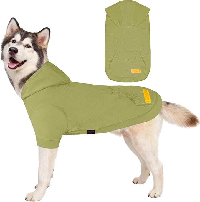 Dog Hoodie Sweatshirts, Fleece Warm Sweater for Dogs, Pet Warm Sweatshirt, Granular Velvet Sweater with Hat and Leash Hole, Soft Velvet Outfit Coat for Small Medium Large Dogs Bean Green(M)