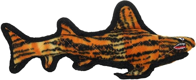 TUFFY - World's Tuffest Soft Dog Toy - Ocean- Squeakers - Multiple Layers. Made Durable, Strong & Tough. Interactive Play (Tug, Toss & Fetch). Machine Washable & Floats. (Tiger Shark, Large 2 Pack)