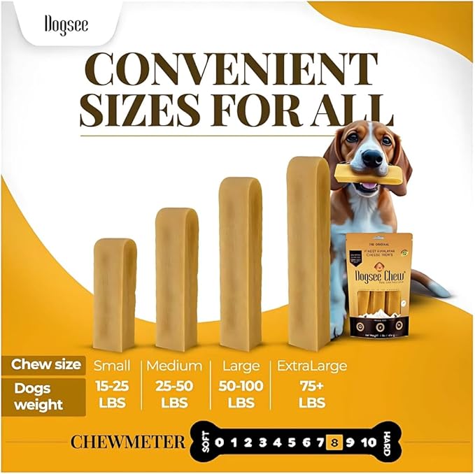 Dogsee Original Himalayan Yak Chews for Dogs (Medium - 4 Bars) | 100% Natural | No Grain, No Gluten | for Teeth Cleaning