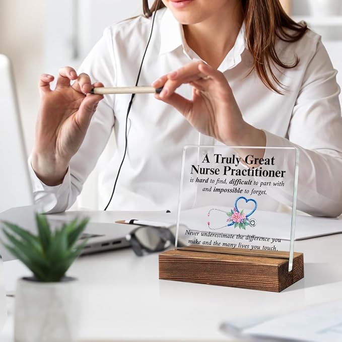 A Truly Great Nurse Practitioner Is Hard to Find Acrylic Sign with Wood Stand, Thank You Appreciation Gifts for Women Nurses, NP Gifts, Nurses Week Present, Nurse Practitioner Week Present