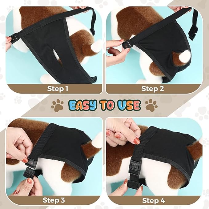 Female Dog Sanitary Panties,Washable Breathable Dog Heat Diapers Female (Gray+Black XL)