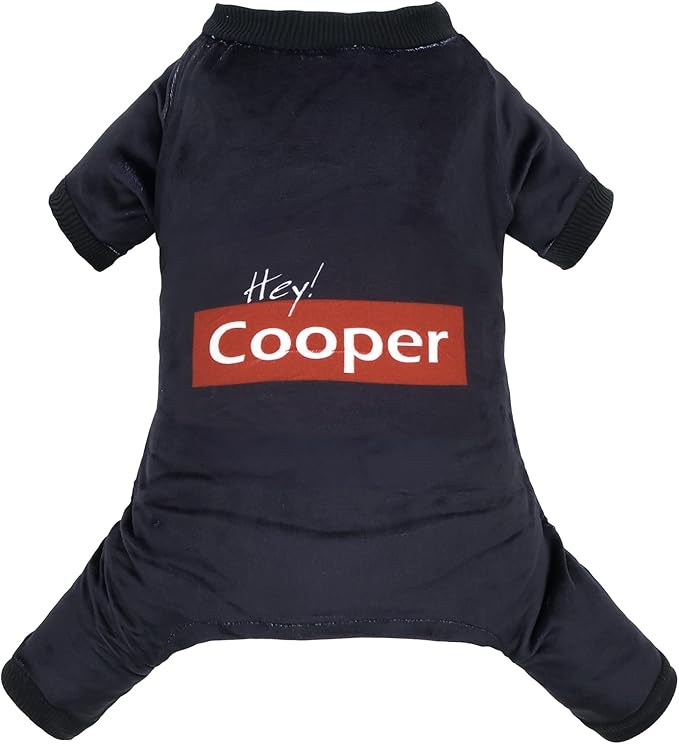 CuteBone Soft & Stretchy Dog Pajamas Hey Cooper - Cozy Pet Jammies Breathable Jumpsuit for Small Dogs - All-Season Comfy Outfit Easy-On Pullover Design - Keeps Pets Warm & Comfortable P337S