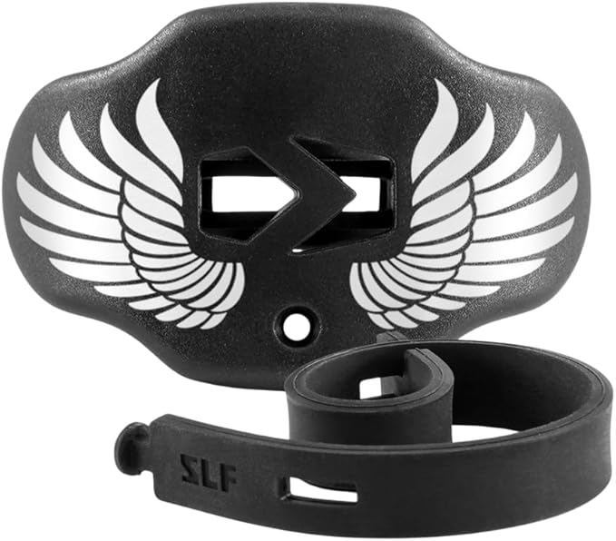 SLEEFS Football Mouth Guard - Youth Mouthguard with Strap - Lip/Teeth Protector Mouthpiece - No Boil - for Youth/Adults, Maximum Air Flow, for All Sports - Icarus Black