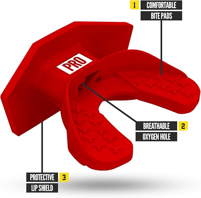 Nxtrnd One Pro Football Mouth Guard, Interchangeable Strap, Fits Adult & Youth (Red)