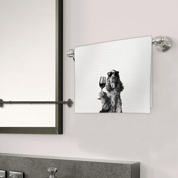 Cocker Spaniel Gifts Wine Dog Kitchen Towels, Gifts for Cocker Spaniel Dog Wine Lovers Decorative Hand Dish Towel for Kitchen Home Bar,Funny CockerSpaniel Dogs Home Bar Kitchens Decor(16x24Inch)