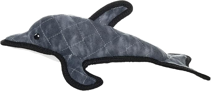 TUFFY - World's Tuffest Soft Dog Toy - Ocean- Squeakers - Multiple Layers. Made Durable, Strong & Tough. Interactive Play (Tug, Toss & Fetch). Machine Washable & Floats. (Dolphin, Large 2 Pack)