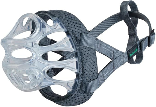 Baskerville INVISA Basket Dog Muzzle - Patented Humane Design with Facial Visibility, Padded Nose Band, Dog can Pant and Drink, Prevents Biting and Scavenging. Muzzle for Small Dogs (Size 2)