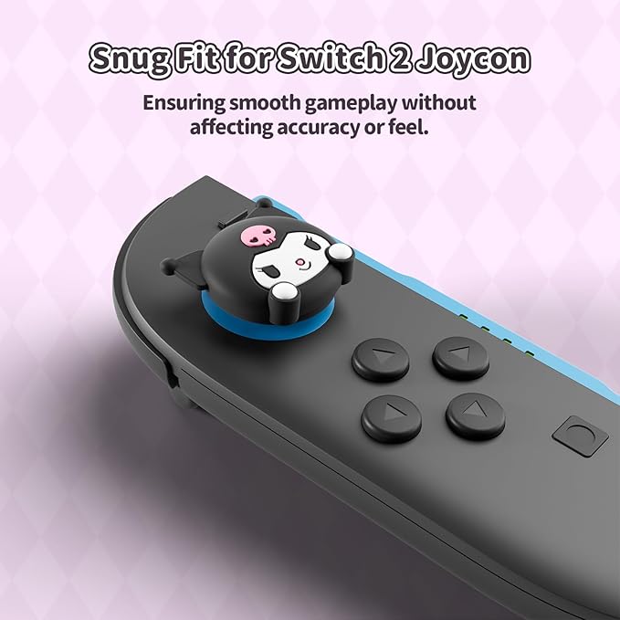 Thumb Grip Caps Compatible with Nintendo Switch 2, Silicone Joystick Grip Caps for Switch 2025, 4pcs, KLM Style, Black & Purple