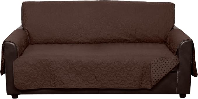 Furhaven Waterproof & Non-Slip Sofa/Couch Cover Protector for Dogs, Cats, & Children - Quilted Paw Print Living Room Furniture Cover - Espresso, Sofa