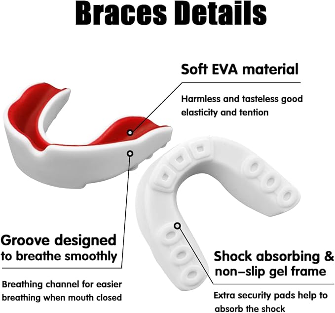 Sports Mouth Guard for Kids and Youth,2 Pcs Boys Girls Mouthguard with Case (BPA Free) for Boxing Football Hockey Karate Rugby