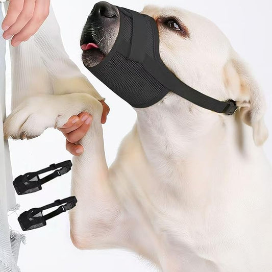 2-Pack Soft Mesh Dog Muzzle – Breathable & Adjustable, No-Bite and Escape-Proof Design for Grooming, Training, Walking – Fits Small, Medium & Large Dogs (Black, S)