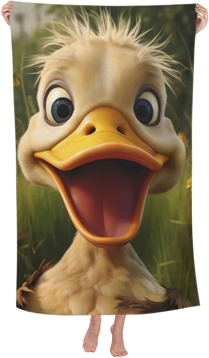 Duckling Beach Towel Animal Duck Sand-Free Microfiber Bath Towel Ultra Soft Quick Dry Pool Towel Absorbent Towel Lightweight Towel for Outdoor Bathroom Swimming Decor 31inx51in