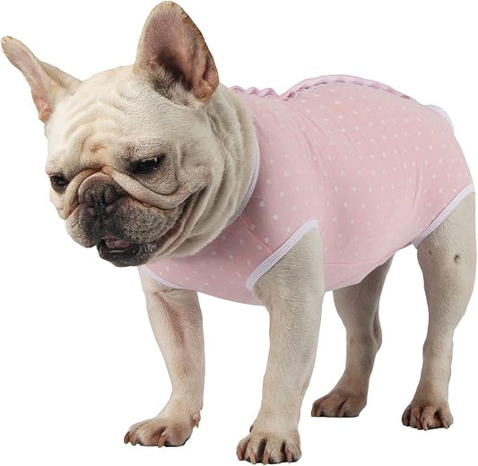 Dog Diapers Suit Period Onesie for Female Dog Sanitary Panties Male Doggy Heat Diapers Cover Fit for Small Medium Dogs Pink Dots/M