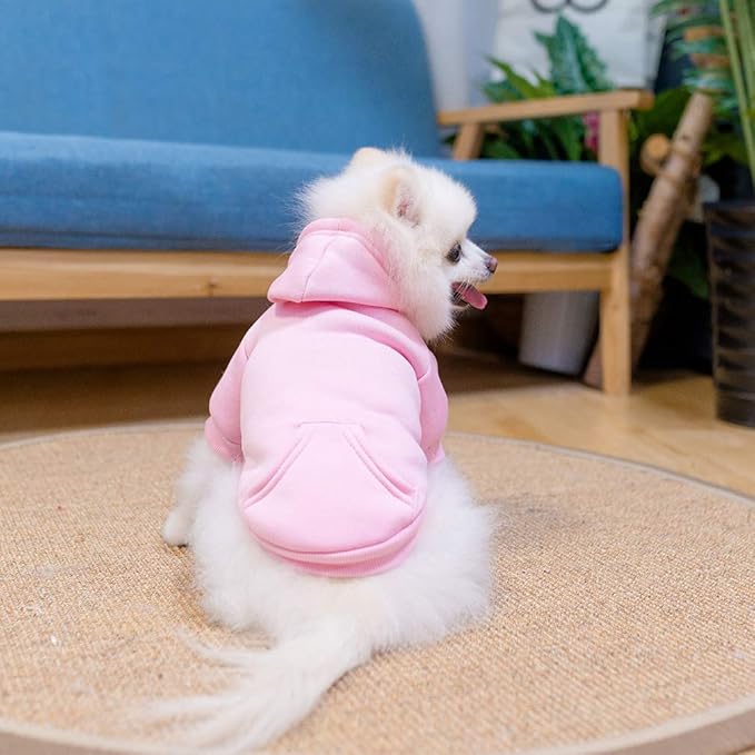 KOOLTAIL Dog Hoodie for Large Medium Small Dogs, Soft and Warm Pet Sweater with Leash Hole and Pocket Boy Girl, Puppy Fall Winter Jacket Clothes, French Pitbull Cold Weather Coat Sweatshirt, Pink M