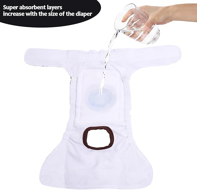 CuteBone Dog Diapers Female 3 Pack Reusable Doggy Diapers with One Suspender for Small Medium Large Dog Period BDD03M