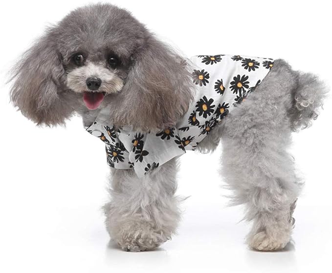 Tangpan Summer Pet Daisy Hawaiian Beach Plaid Print Shirts Clothes for Dog White S