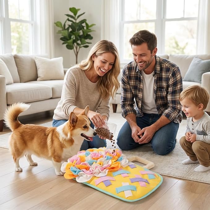 Snuffle Mat for Dogs & Puppies, Interactive Dog Puzzle Toys for Boredom & Anxiety Relief, Washable Slow Feeder Dog Bowl Mat, Non-Slip Foraging Enrichment Training Pad for All Breeds, 20.47“x18.11"