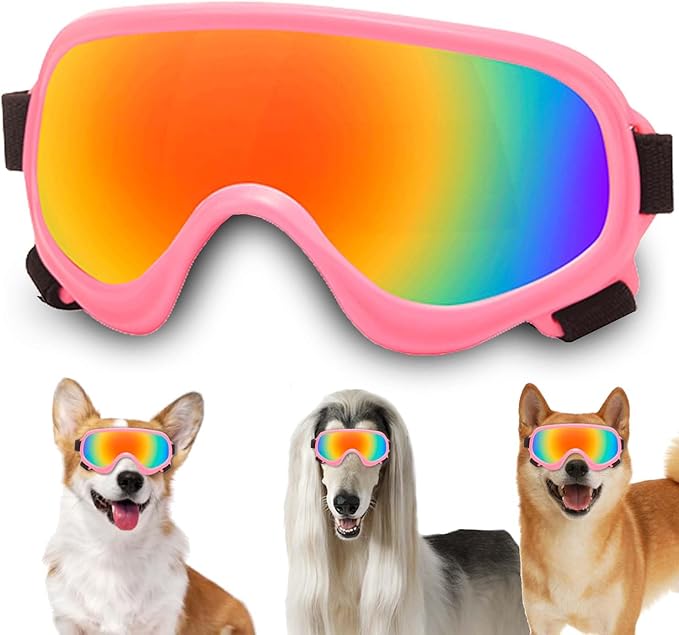 Dog Sunglasses,Doggles Anti-UV Protection, Pet Sunglasses with Adjustable Strap, Suitable for Motorcycle Car Driving Bike Riding Hiking Swimming Wind Dust Fog Dog Eye Protection