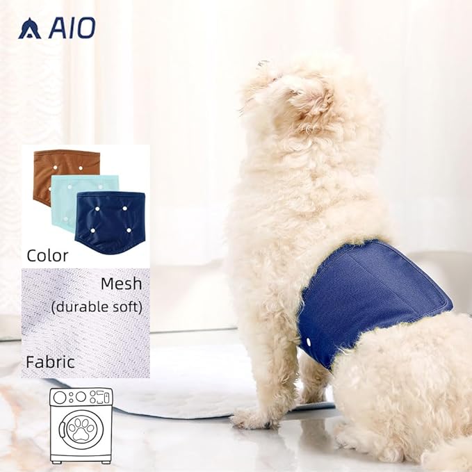 Washable Reusable Dog Diapers Male Breathable Belly Bands with Nappy in Summer Washable Reusable Dog Male Wraps L (3 Pack)
