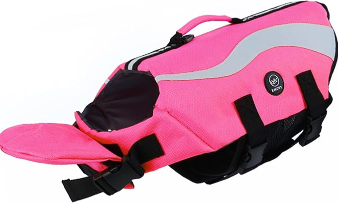 EMUST Dog Life Vests, Adjustable Life Jackets for Small Dogs with Enhanced Buoyancy, Small Dog Swim Vest with Durable Rescue Handle, Pink,XS