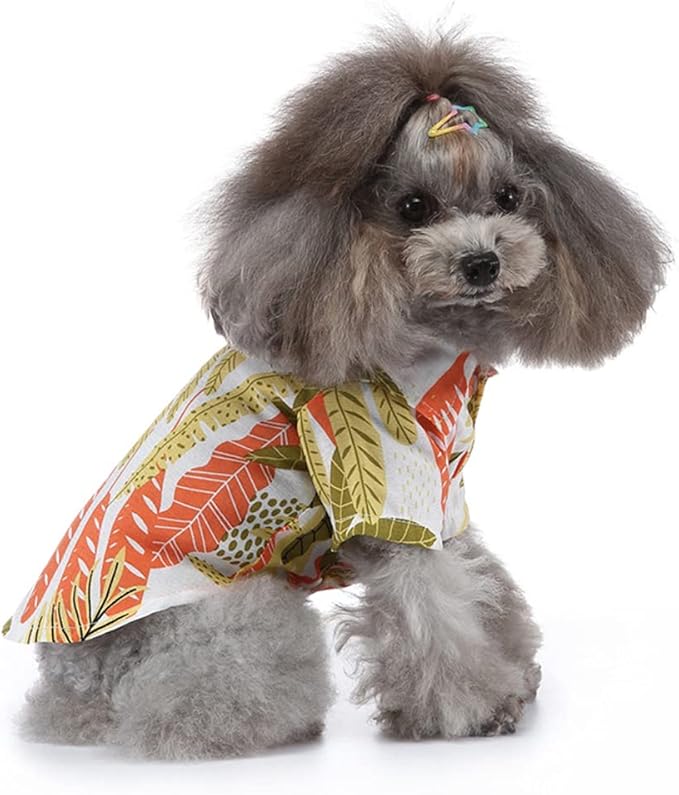 Tangpan Summer Pet Daisy Hawaiian Beach Plaid Print Shirts Clothes for Dog S08 Orange XL