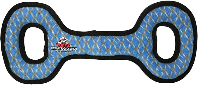 TUFFY - World's Tuffest Soft Dog Toy - MEGA -Tug Oval -Chain Link -Multiple Layers. Made Durable, Strong & Tough. Interactive Play (Tug, Toss & Fetch). Machine Washable & Floats