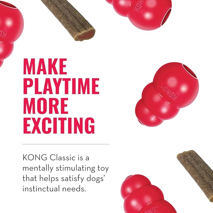 KONG Classic Toy & Enhanced Ziggies Treats Combo Pack - Durable Chew Toy for Dogs - with Enhanced Ziggies Treats - Dog Accessories for Fun & Health - for Large Dogs