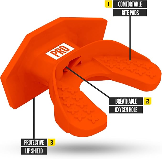 Nxtrnd One Pro Football Mouth Guard, Interchangeable Strap, Fits Adult & Youth (Orange)