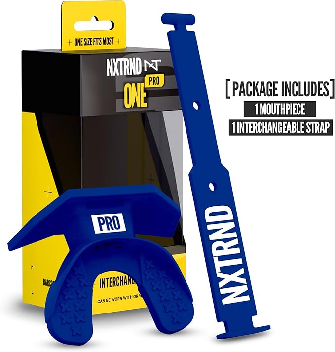 Nxtrnd One Pro Football Mouth Guard, Interchangeable Strap, Fits Adult & Youth (Navy Blue)