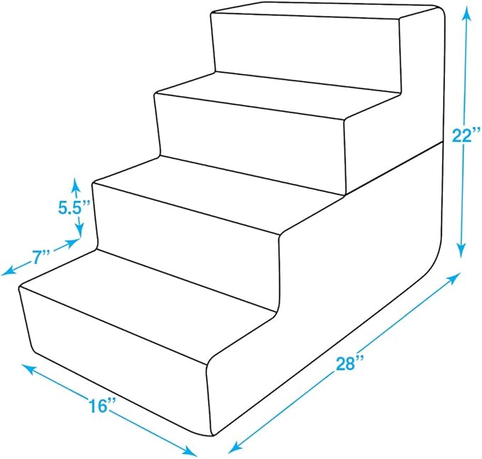 Best Pet Supplies Dog Stairs & Steps - Foam Steps for Small Dogs & Cats, Non-Slip Indoor Balanced Pet Step Support, Dog Ramp, No Assembly, Gray Lattice Print, Foldable 4-Step (22-inch Height)